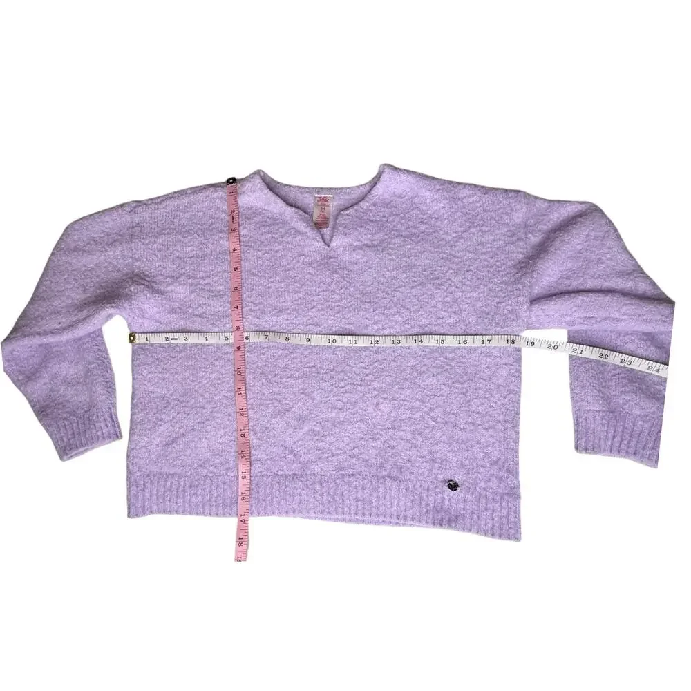 Justice Girl Faux Cashmere Sweater Shirt Girls M 10 Purple Oversized Notch Neck